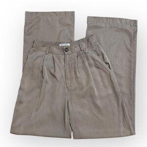 Reformation Mason Wide Leg Pant in Mushroom High Rise Pleated Trouser